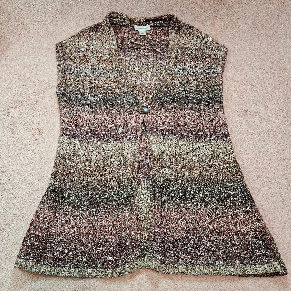 Christopher & Banks Knit Cardigan Vest Size XL Multi-Color